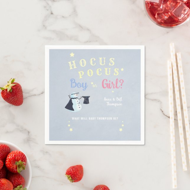 Hocus Pocus Magic Snowman Winter Gender Reveal Napkin (Insitu)