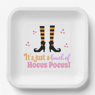 Hocus Pocus Modern Halloween Orange Purple Quote Paper Plate