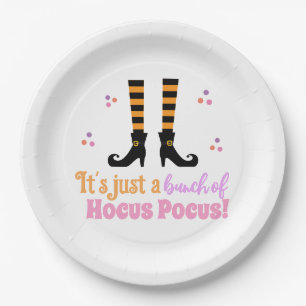 Hocus Pocus Modern Halloween Orange Purple Quote Paper Plate