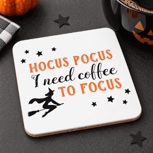 Hocus Pocus Modern Orange and Black Halloween Coaster