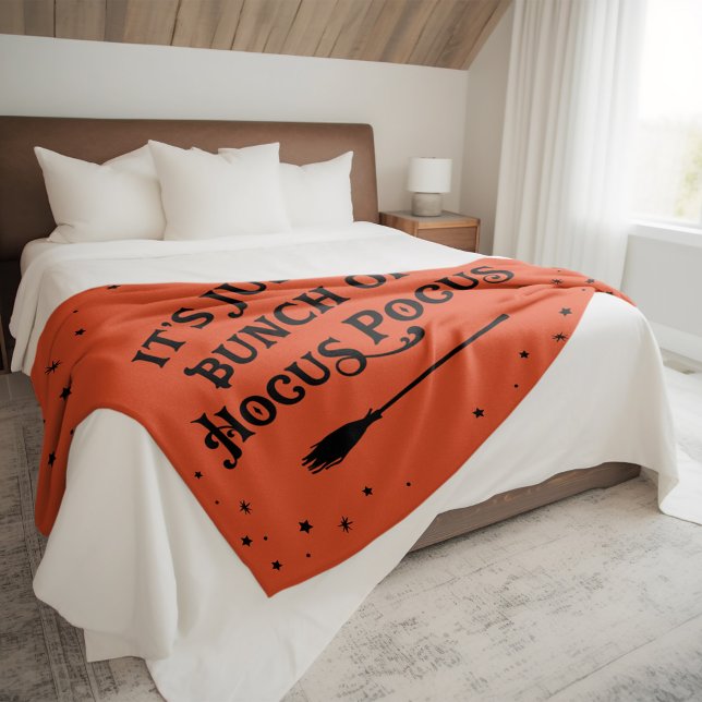 Hocus Pocus Orange Halloween Quote Fleece Blanket (Creator Uploaded)