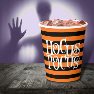 Hocus Pocus Orange Stripes Halloween Paper Cup