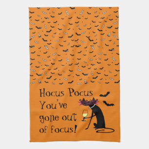 Hocus Pocus Out of Focus Halloween Wine Quote Tea Towel