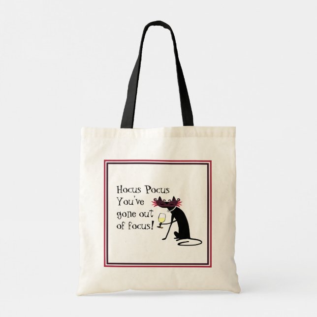 Hocus Pocus Out of Focus Halloween Wine Quote Tote Bag (Back)