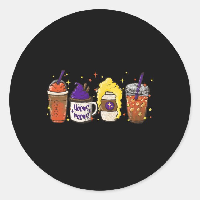 Hocus Pocus Pumpkin Spice Latte Coffee Love Fall S Classic Round Sticker (Front)