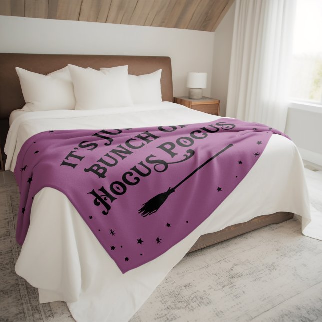 Hocus Pocus Purple Halloween Quote Fleece Blanket (Creator Uploaded)