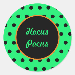 Hocus Pocus Round Stickers (Neon Green & Black)
