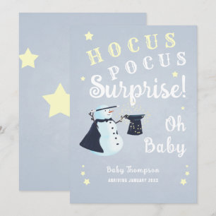 Hocus Pocus Surprise Winter Snowman Pregnancy Invitation