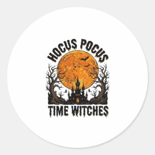 Hocus Pocus Time Witches Vintage Halloween Shirt D Classic Round Sticker