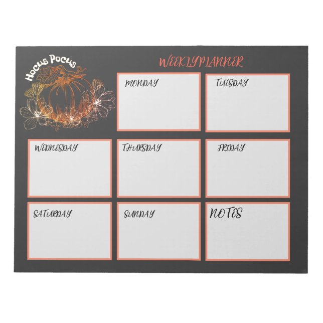 Hocus Pocus weekly planner sheets Notepad (Front)