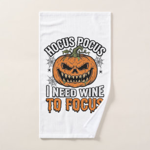 Hocus Pocus Wine Pumpkin Halloween Shirt Design_1 Hand Towel