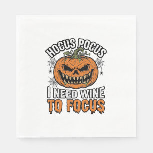 Hocus Pocus Wine Pumpkin Halloween Shirt Design_1 Napkin