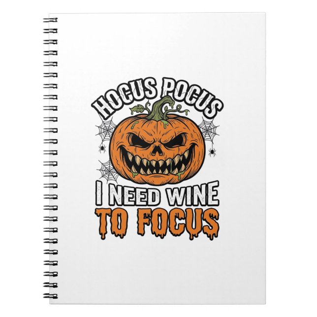 Hocus Pocus Wine Pumpkin Halloween Shirt Design_1 Notebook (Front)
