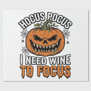 Hocus Pocus Wine Pumpkin Halloween Shirt Design_1 Wrapping Paper