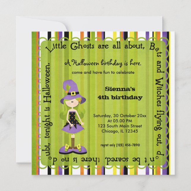 Hocus Pocus Witch Birthday (Green) Invitation (Front)