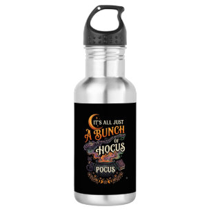 Hocus Pocus Witch Broom Black Cat Magic Cauldron H 532 Ml Water Bottle
