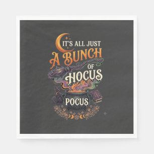 Hocus Pocus Witch Broom Black Cat Magic Cauldron H Napkin