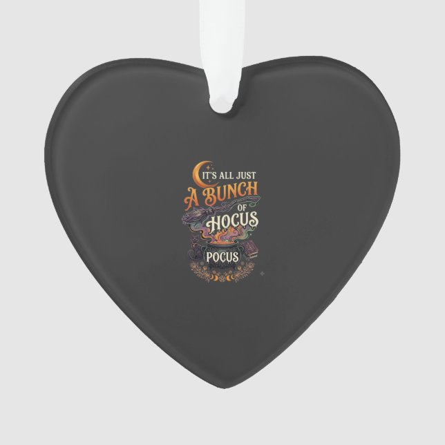 Hocus Pocus Witch Broom Black Cat Magic Cauldron H Ornament (Front)