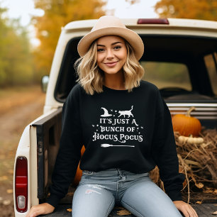 Hocus Pocus Witch Cat Black Womens Halloween Sweatshirt
