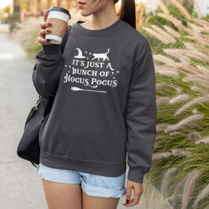 Hocus Pocus Witch Cat Dark Grey Womens Halloween Sweatshirt