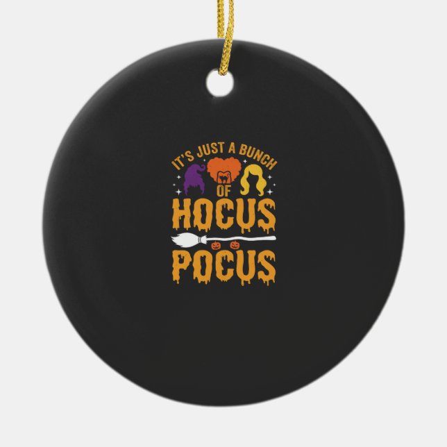 Hocus Pocus Witch Halloween Vector Design Ceramic Tree Decoration (Front)