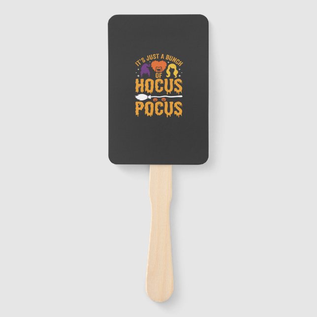 Hocus Pocus Witch Halloween Vector Design Hand Fan (Front)