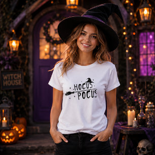 Hocus Pocus Witch Hat Broomstick Halloween T-Shirt