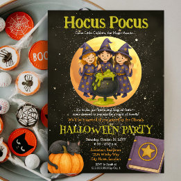 Hocus Pocus Witchy Kids Halloween Party Invitation