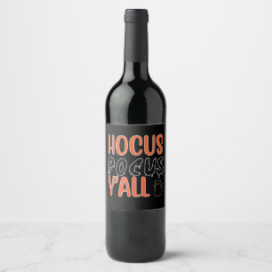 Hocus Pocus Y'all Halloween Cat Design Wine Label
