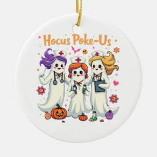 Hocus-Poke Us Nursing Spooky Halloween Ghost Ceramic Tree Decoration