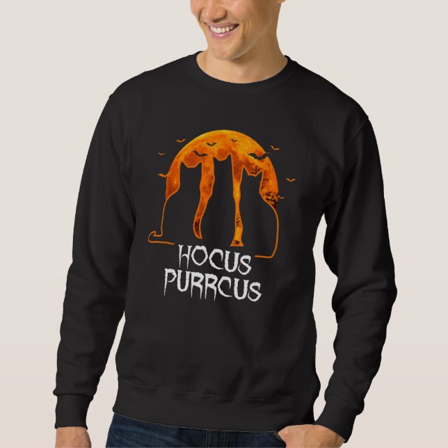 Hocus Purrcus Pocus Halloween Witch Cats Funny Par Sweatshirt (Front)