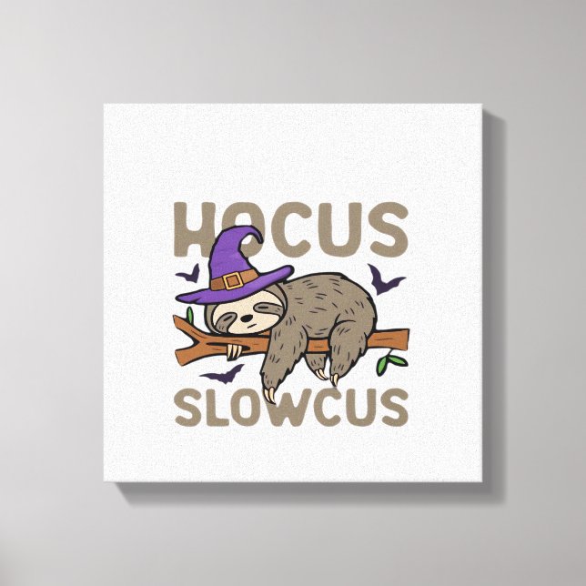 Hocus Slowcus Funny Halloween Sloth Classic T-Shir Canvas Print (Front)
