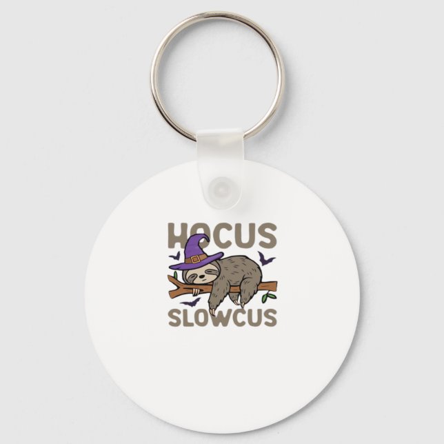Hocus Slowcus Funny Halloween Sloth Classic T-Shir Key Ring (Front)