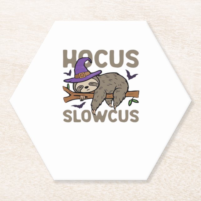 Hocus Slowcus Funny Halloween Sloth Classic T-Shir Paper Coaster (Front)