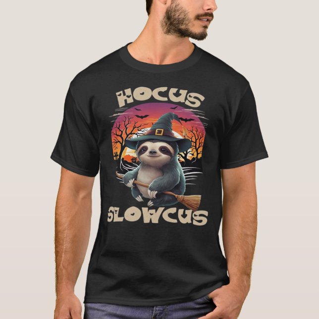 Hocus Slowcus Sloth lovers Halloween costume tee E (Front)