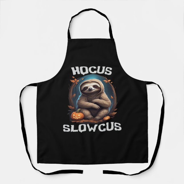 Hocus Slowcus Sloth lovers Halloween costume tee E Apron (Front)