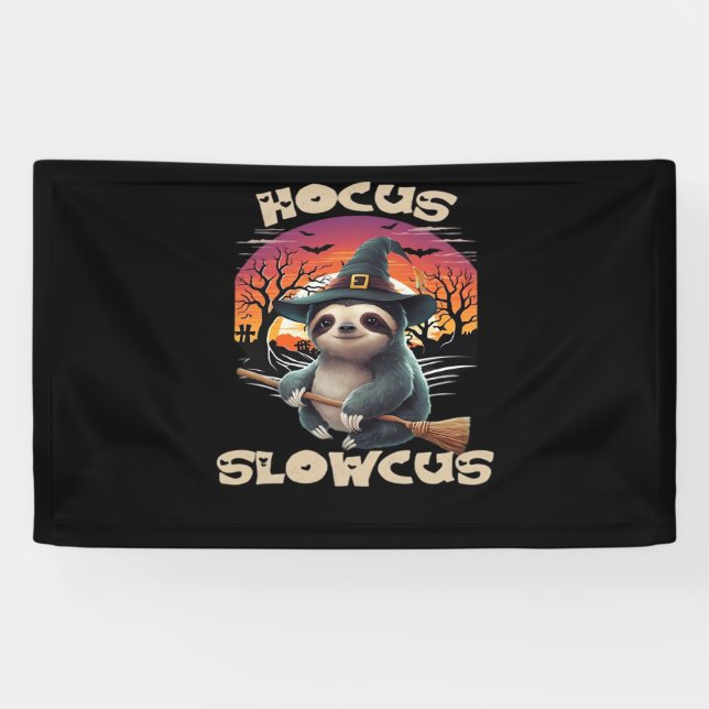 Hocus Slowcus Sloth lovers Halloween costume tee E Banner (Horizontal)