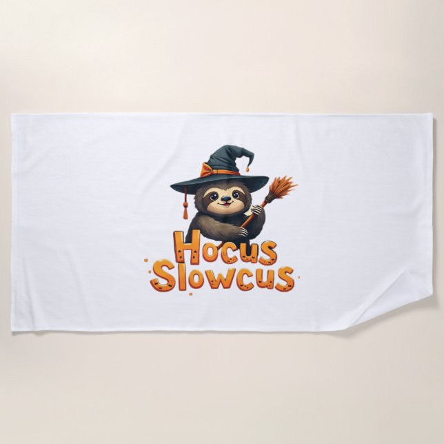 Hocus Slowcus Sloth lovers Halloween costume tee E Beach Towel (Front)
