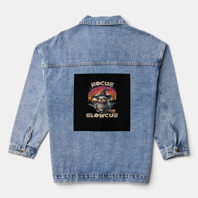 Hocus Slowcus Sloth lovers Halloween costume tee E Denim Jacket (Back)