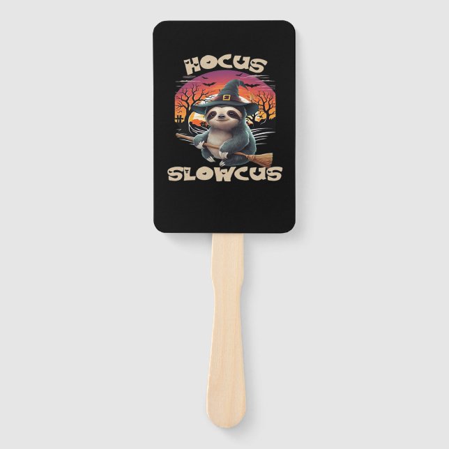 Hocus Slowcus Sloth lovers Halloween costume tee E Hand Fan (Front)