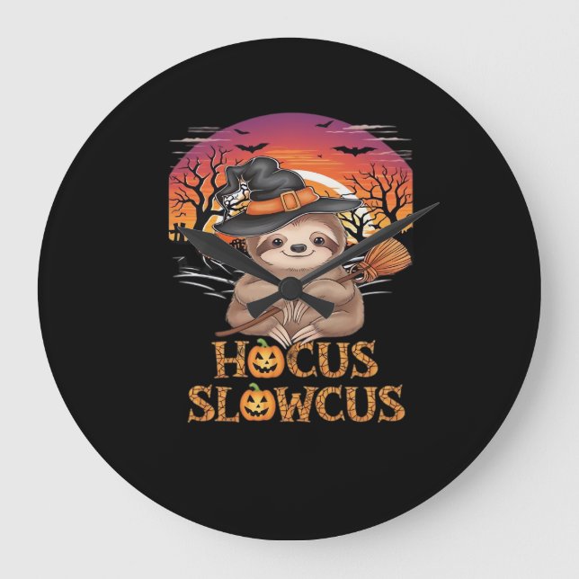 Hocus Slowcus Sloth lovers Halloween costume tee E Large Clock (Front)