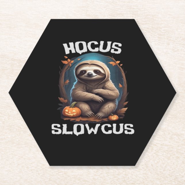 Hocus Slowcus Sloth lovers Halloween costume tee E Paper Coaster (Front)