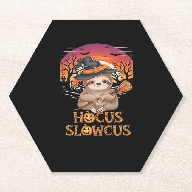 Hocus Slowcus Sloth lovers Halloween costume tee E Paper Coaster (Front)
