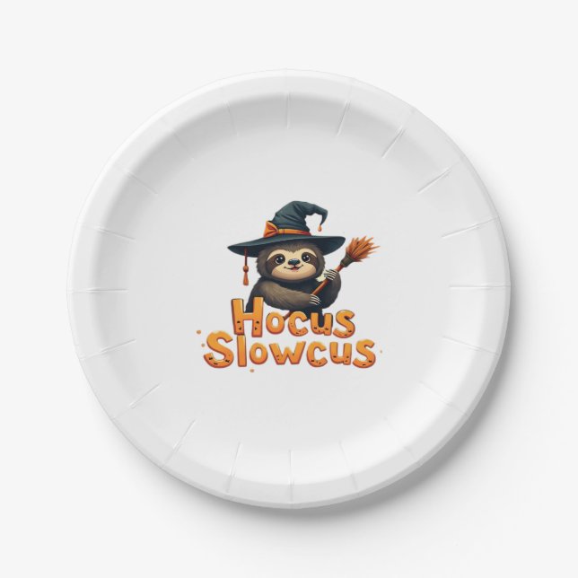 Hocus Slowcus Sloth lovers Halloween costume tee E Paper Plate (Front)