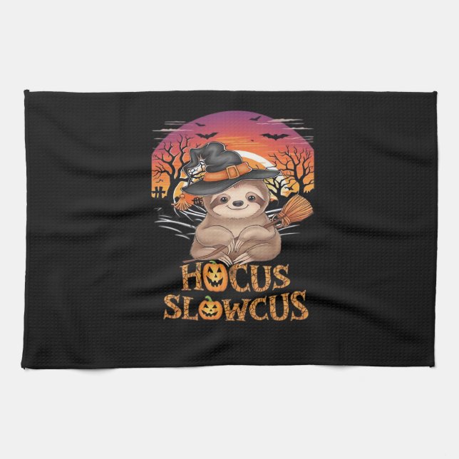 Hocus Slowcus Sloth lovers Halloween costume tee E Tea Towel (Horizontal)