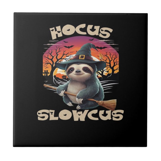 Hocus Slowcus Sloth lovers Halloween costume tee E Tile (Front)