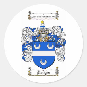 HODGES FAMILY CREST -  HODGES COAT OF ARMS CLASSIC ROUND STICKER