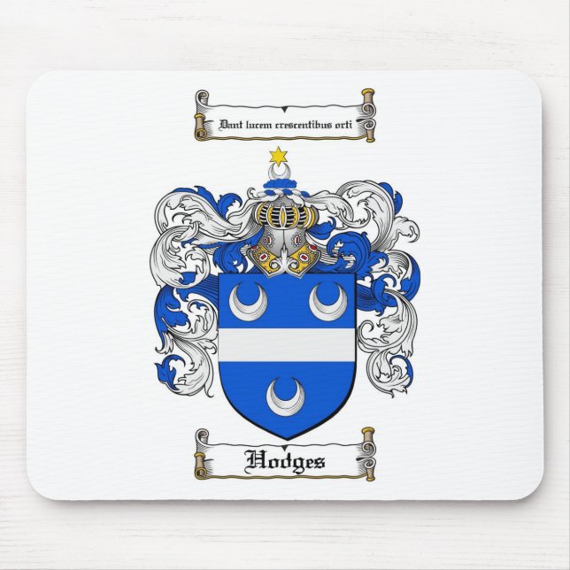 HODGES FAMILY CREST -  HODGES COAT OF ARMS MOUSE MAT (Front)