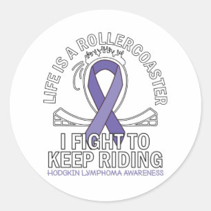 Hodgkin Lymphoma cancer awareness violet ribbon Classic Round Sticker