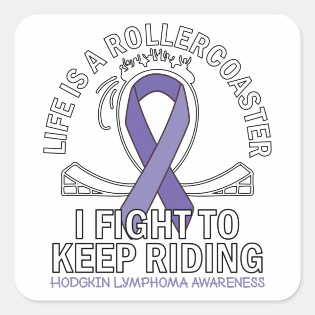 Hodgkin Lymphoma cancer awareness violet ribbon Square Sticker (Front)